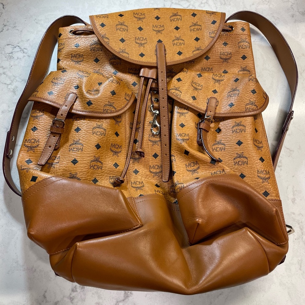 Rare Vintage MCM Heritage Backpack in Nappa leather and Vistas (Made in Germany)